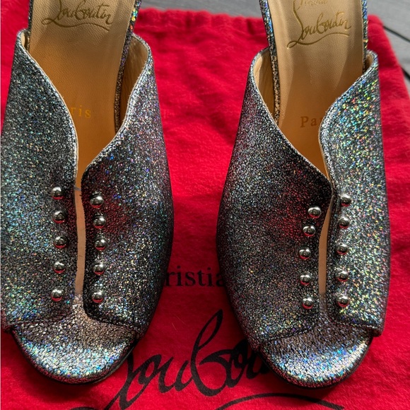 Christian Louboutin Silver Glitter Mules - Picture 7 of 11